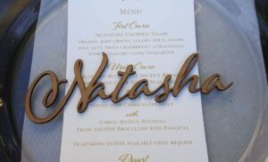 Wedding Place Cards: Laser wood